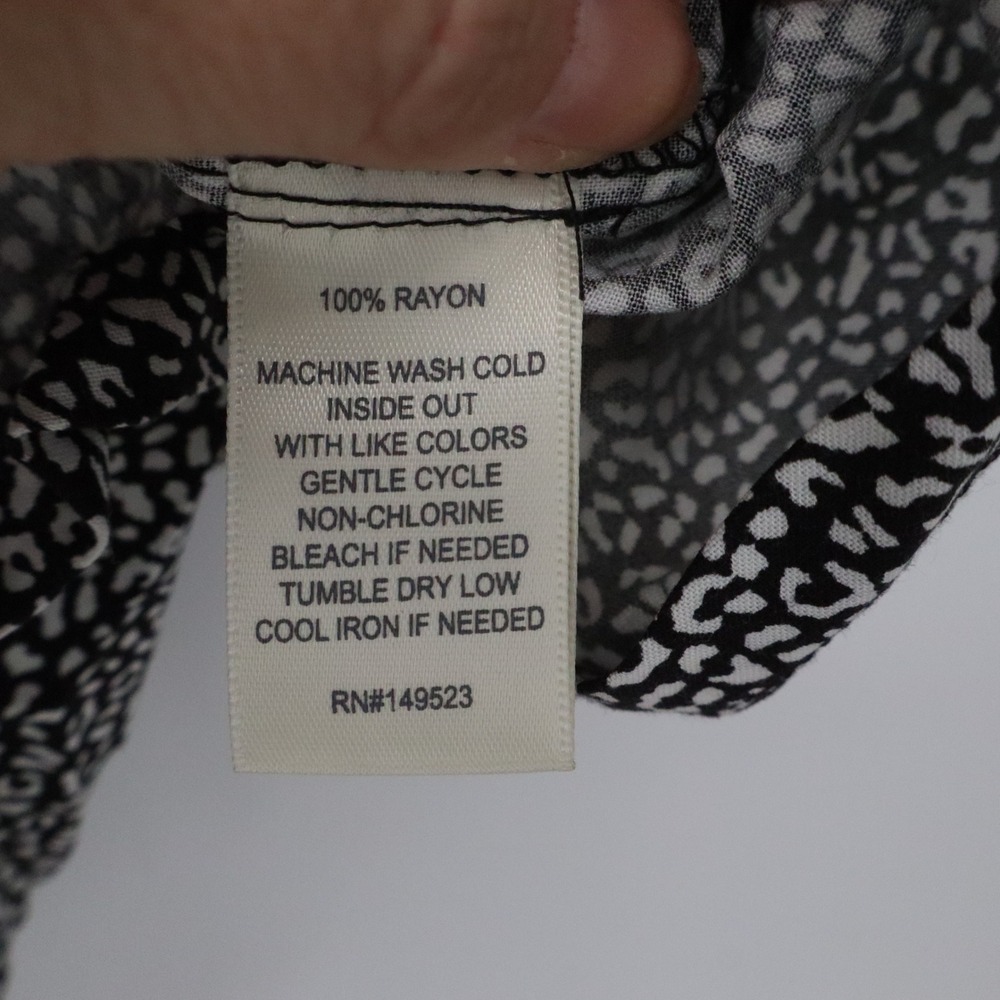 Alexander Jordan Blouse Womens S Leopard Print Black White Puff Sleeve Excellent - Picture 3 of 5
